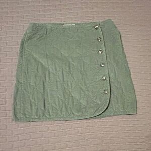 Madewell Corduroy Quilted Mini Skirt Simply Sage Button Front-Size 6